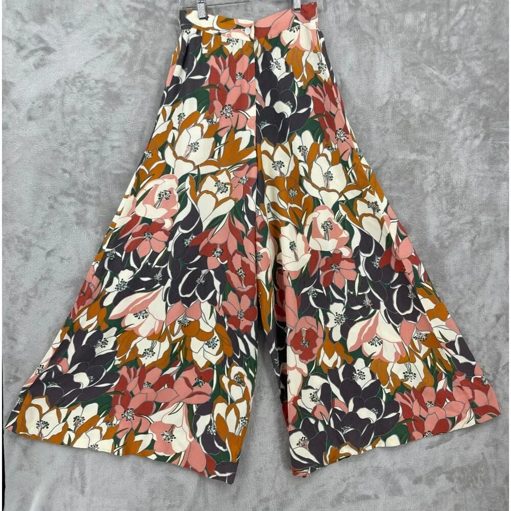 Justin McCarty Vintage Floral Print Super Wide Leg 70s Palazzo Pants - Picture 1 of 16